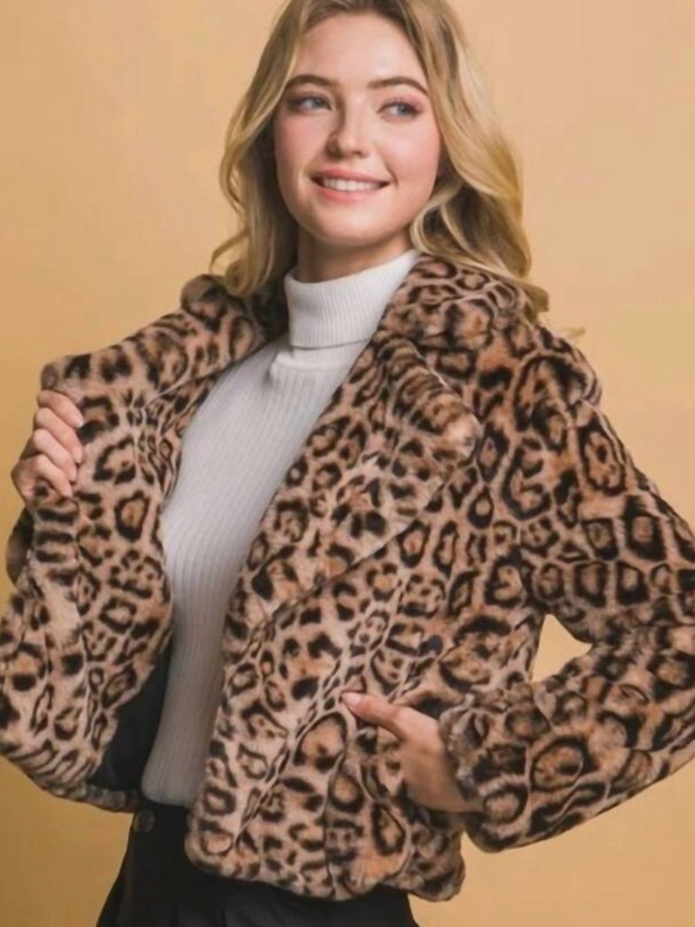 Love Tree Leopard Print Short Jacket - Picture 3 of 5